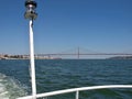 Panoramic view bridge 25th of april with Tajo river Royalty Free Stock Photo