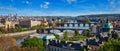 Panoramic view of Prague bridges over Vltava river from Letni P Royalty Free Stock Photo