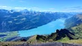 Panoramic view of Brienz and the stunning view of mountain range in a beautiful day, Switzerland