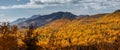 Panoramic view of bright fall foliage in Wasatch mountain state park in Utah Royalty Free Stock Photo