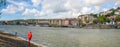 Panoramic view of Bristol Docks looking towards Clifton Wood and Hotwells, Bristol, UK Royalty Free Stock Photo