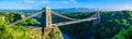 Panoramic view of Bristol suspension bridge at sunset Royalty Free Stock Photo