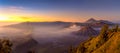 Panoramic view of Bromo mountain in the morning Royalty Free Stock Photo