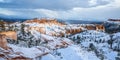 Panoramic view of Bryce Canyon National Park after snow storm in southern Utah Royalty Free Stock Photo