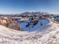 Panoramic view of Bucegi Mountains, view from Pestera, Brasov, Transylvania, Romania Royalty Free Stock Photo