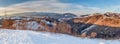 Panoramic view of Piatra Craiului Mountains, view from Pestera, Transylvania, Romania Royalty Free Stock Photo