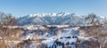 Panoramic view of Bucegi Mountains, view from Pestera, Brasov, Transylvania, Romania Royalty Free Stock Photo