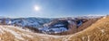 Panoramic view of Piatra Craiului Mountains, view from Pestera, Transylvania, Romania Royalty Free Stock Photo