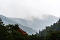 Panoramic view of the Bucegi mountains on a rainy day