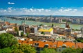 Panoramic view of Budapest city with Parliament Building in Hung Royalty Free Stock Photo