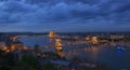 Panoramic view of Budapest city at twilight, Hungary Royalty Free Stock Photo