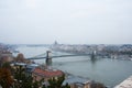 Panoramic view of Budapest from Royal Palace with river  bridge and parliament house Royalty Free Stock Photo