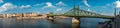 Panoramic view of Budapest traditional architecture buildings rising above Danube river