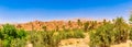 Panoramic view at the buildings of old Kasbah in Tinghir Tinerhir Oasis - Morocco