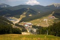 Panoramic view of Bukovel resort in summer. Carpathian Mountains, Ukraine