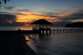 Panoramic View Bungalow in Indonesia Village Tropical Beach in Bali Island Sunset.Romantic Viewpoint.Summer Season