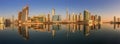 Panoramic view of Business bay and downtown area of Dubai, reflection in a river, UAE Royalty Free Stock Photo
