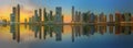 Panoramic view of Business bay and downtown area of Dubai, reflection in a river, UAE Royalty Free Stock Photo