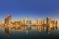 Panoramic view of Business bay and downtown area of Dubai, reflection in a river, UAE Royalty Free Stock Photo