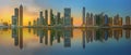 Panoramic view of Business bay and downtown area of Dubai, reflection in a river, UAE Royalty Free Stock Photo