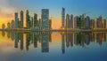 Panoramic view of Business bay and downtown area of Dubai, reflection in a river, UAE Royalty Free Stock Photo