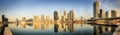 Panoramic view of Business bay and downtown area of Dubai at sunrise, UAE Royalty Free Stock Photo