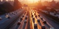 Panoramic view of a busy highway in the morning Royalty Free Stock Photo