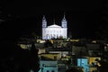 Panoramic view of the Byzantine church of Agia Triada Holy Trinity at night time, Lefkes Royalty Free Stock Photo