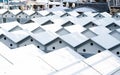 Panoramic view of the cabins in a bathhouse.