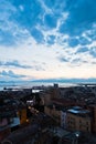 Panoramic view of Cagliari downtown at sunset in Sardinia