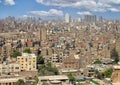 Panoramic view of Cairo from the garden and forecourt of the Alabaster Mosque in the Cairo Citadel, Egypt. Royalty Free Stock Photo