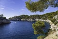 Panoramic view of Calanque de Port Pin in Calanques National Park, Provence, France Royalty Free Stock Photo