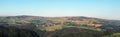 Panoramic view of the calder valley in west yorkshire with the village of midgley and dod naze surrounded by fields, woods and