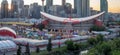 Panoramic view of the the Calgary Stampede at sunset Royalty Free Stock Photo