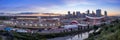 Panoramic view of the the Calgary Stampede at sunset Royalty Free Stock Photo