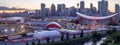 Panoramic view of the the Calgary Stampede at sunset Royalty Free Stock Photo