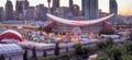 Panoramic view of the the Calgary Stampede at sunset Royalty Free Stock Photo