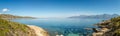 Panoramic view of coastline of Desert des Agriates in Corsica Royalty Free Stock Photo