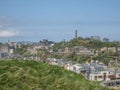 Panoramic view of Calton Hill, general view of monuments on background, in Edinburgh