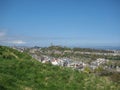 Panoramic view of Calton Hill, general view of monuments on background, in Edinburgh