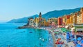 Panoramic view of Camogli beach