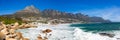 Panoramic view of Camps Bay Beach and Table Mountain in Cape Town South Africa Royalty Free Stock Photo