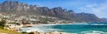 Panoramic view of Camps Bay Beach and Table Mountain in Cape Town South Africa Royalty Free Stock Photo