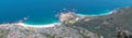 Panoramic view of Camps Bay and Clifton beaches from Table Mountain top Royalty Free Stock Photo