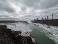 Panoramic view of the canadian and american Niagara Falls Royalty Free Stock Photo