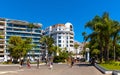 Cannes city center with Boulevard de la Croisette film festival famous boulevard in on French Riviera in France Royalty Free Stock Photo