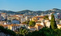 Panoramic view of Cannes city center with Carnot quarter seen from old town Castle Hill on French Riviera in France Royalty Free Stock Photo
