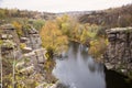 Panoramic view of the canyon. Cliff and river. Autumn Royalty Free Stock Photo