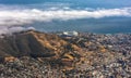 Panoramic view of Cape Town, Lion`s Head and Signal Hill from the top of Table Mountain Royalty Free Stock Photo