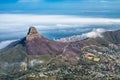 Panoramic view of Cape Town, Lion`s Head and Signal Hill from the top of Table Mountain Royalty Free Stock Photo